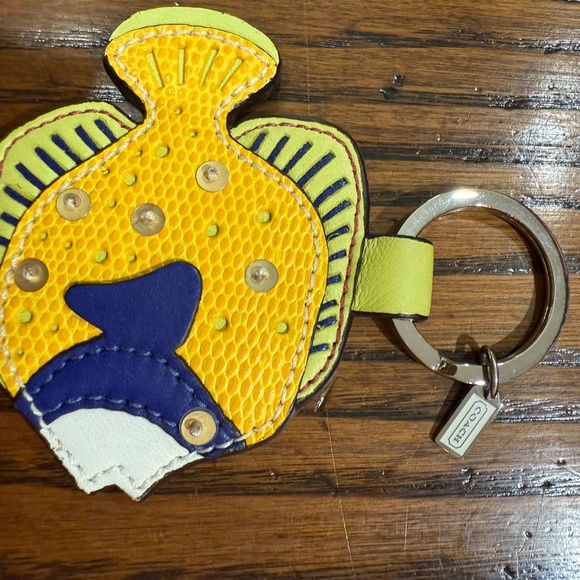 CoachTropical Fish Leather Key Fob Hard To Find - Picture 2 of 4